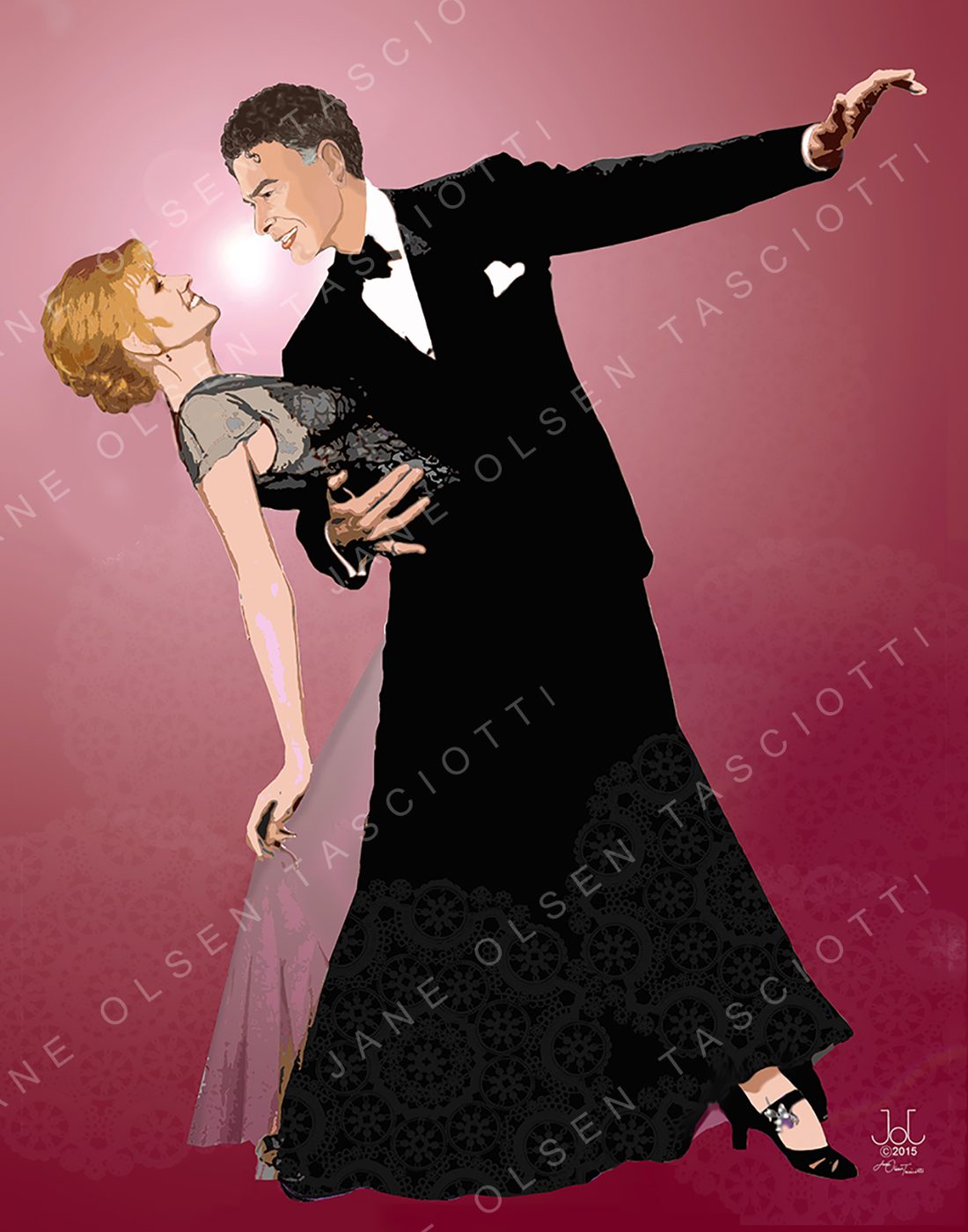 Illustration of a couple ballroom dancing